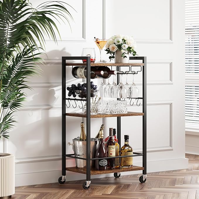 TUTOTAK Bar Cart, Home Bar Serving Cart by ChoosetutotakFurnitureBuildYourCozyHome