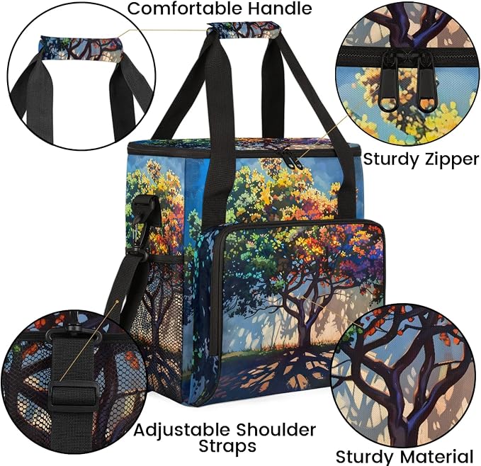 Tree Colorful Coffee Maker Carring Bag, Large Insulated Storage Organizer Case - Image 6