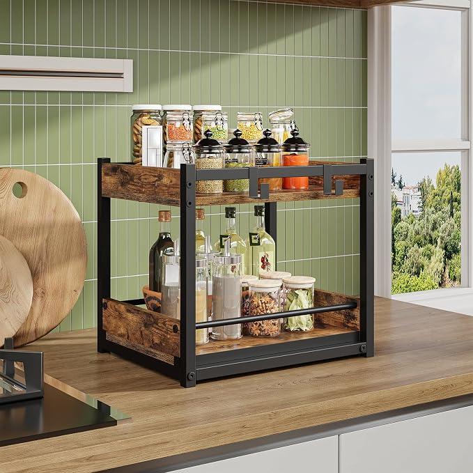 HOOBRO Kitchen Countertop Organizer, Corner Shelf Organizer, 2-Tier Spice Rack - Image 8