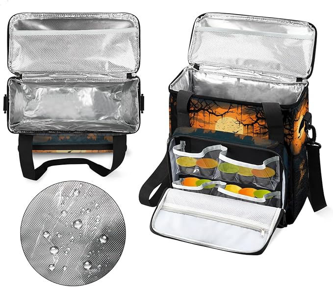 Halloween Yellow Coffee Maker Carring Bag, Large Insulated Storage Organizer - Image 3