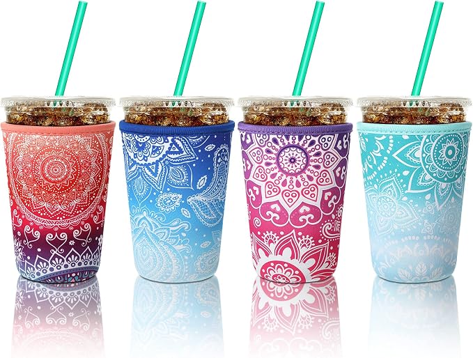 Patelai 4 Pieces Reusable Iced Coffee Sleeve Cup Insulator by Patelai