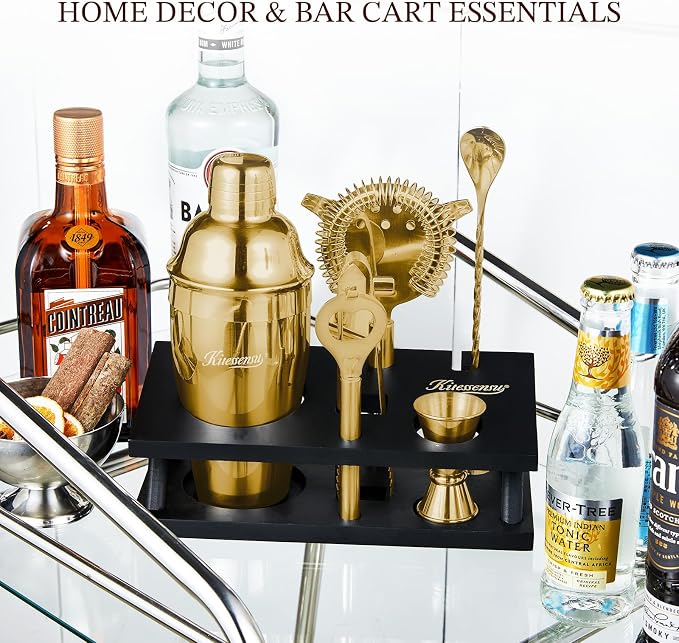 KITESSENSU Cocktail Shaker Set Bartender Kit, 6-Piece Silver Bar Set - Image 7