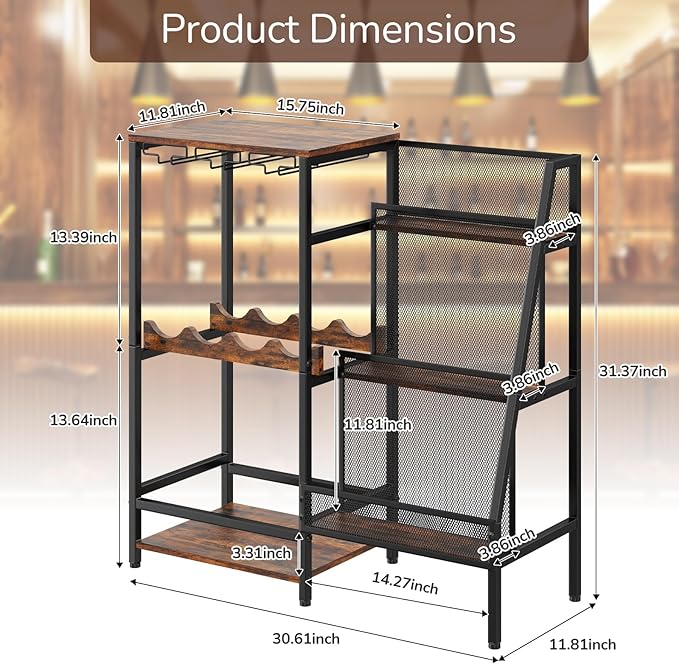 Versatile Liquor Stand for Home Bar, Wine Rack Freestanding Floor, Mini Bar - Image 6