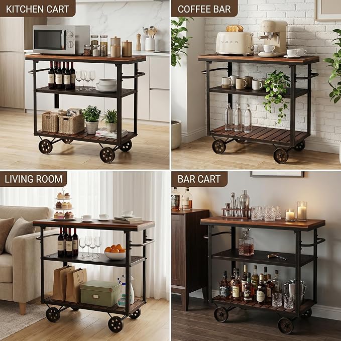 Farmhouse Mobile Cart with Wheels - Image 4