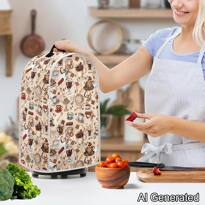 Coffee Design Blender Dust Cover, Anti Fingerprint Polyester Stand Mixer or - Image 3