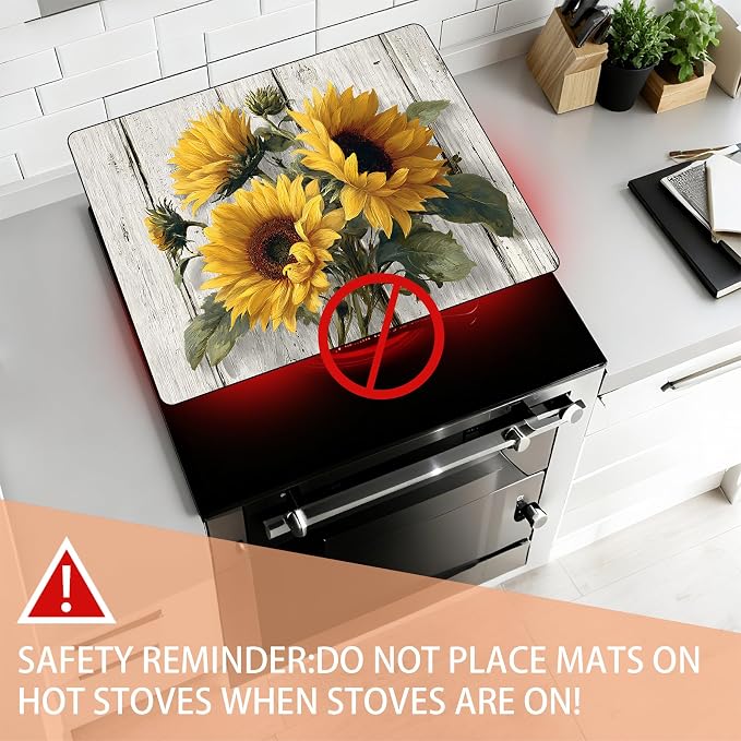 28"x20" Anti-Slip Electric Stove Top Cover Sunflower Foldable Heat-Resistant - Image 6