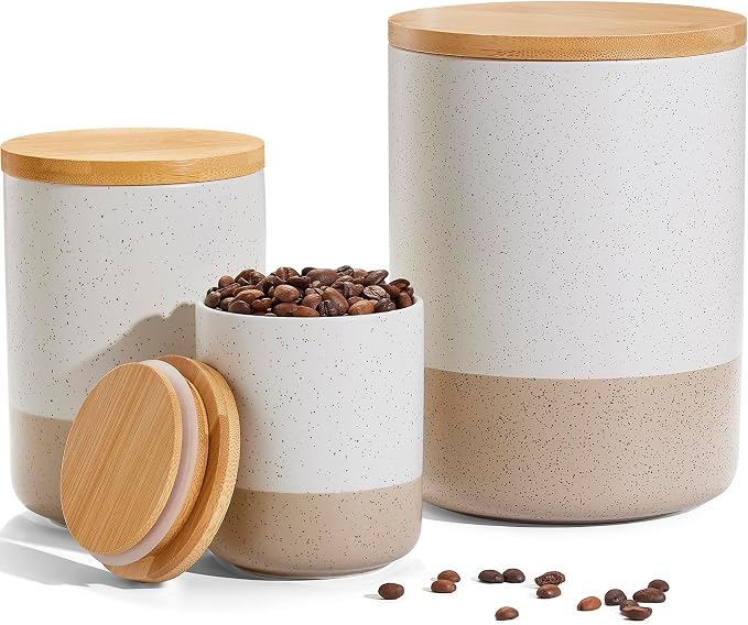 Yangbaga Canister Sets for Kitchen Counter, 80/40/20 OZ Large Ceramic Food by Hanber