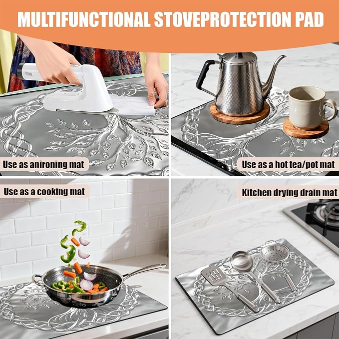 28"x20" Anti-Slip Electric Stove Top Cover Circular Tree Foldable - Image 3