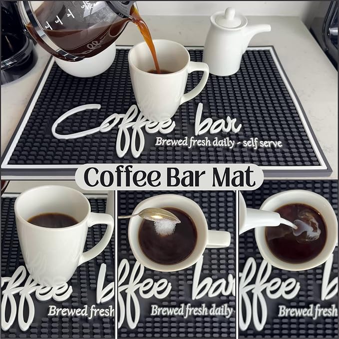 Brewed Fresh Daily Silicone Coffee Bar Mat 18x12 in, Self Serve Coffee Station - Image 5