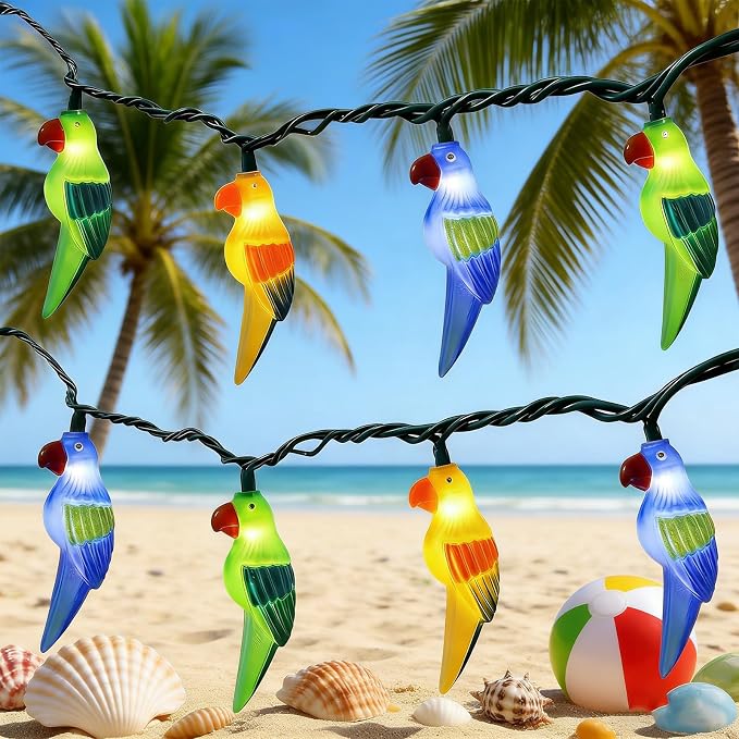Multicolor Parrot String Lights, 8.5Ft Parrot Camping Outdoor Party Lights by Doratale