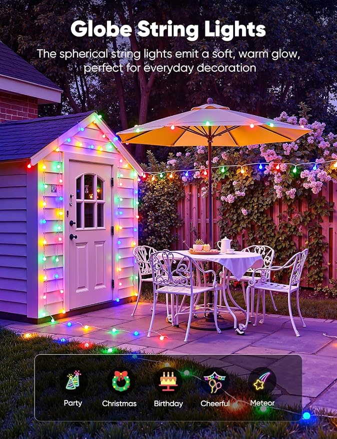 Minetom Multicolor Globe String Lights, 33 Feet 100 Led Fairy Lights Plug in - Image 4