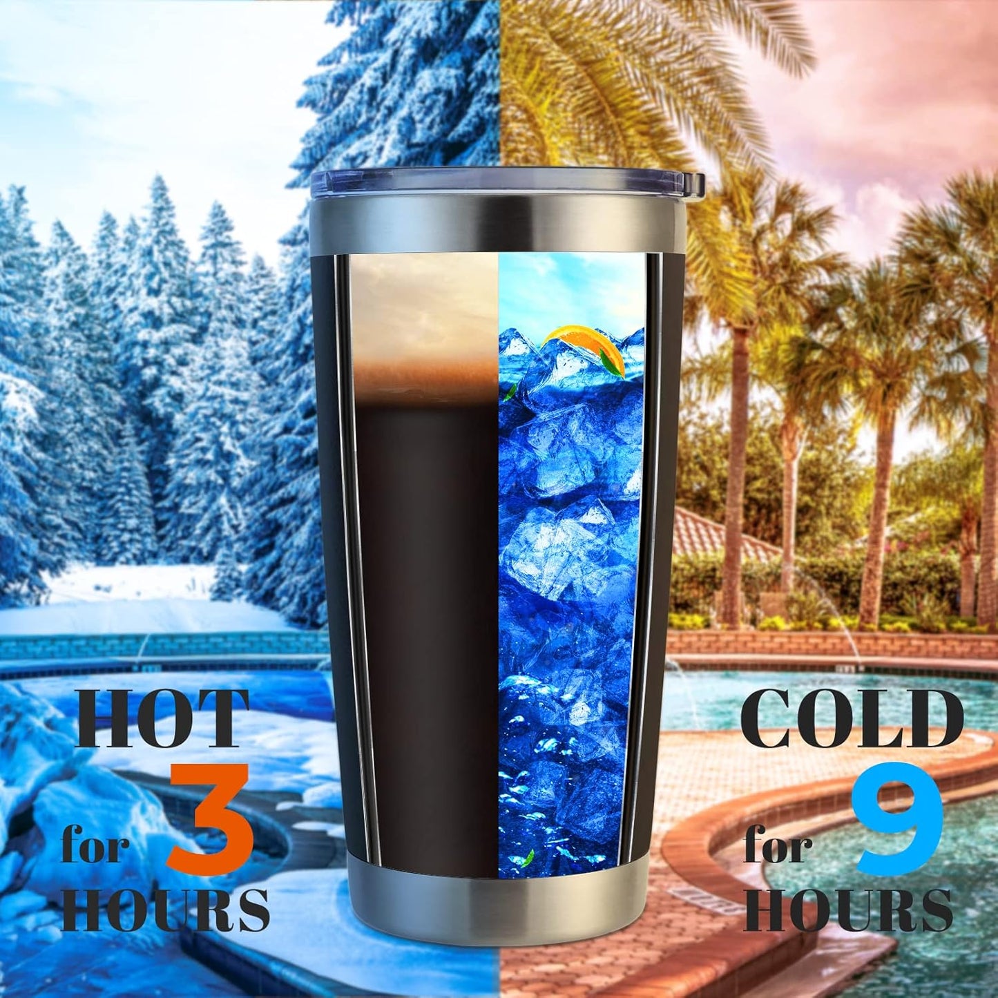 DOMICARE 20oz Stainless Steel Tumbler Bulk with Lid, Double Wall Vacuum Insulated Travel Mug, Powder Coated Coffee Cup, Powder Black, 12 Pack