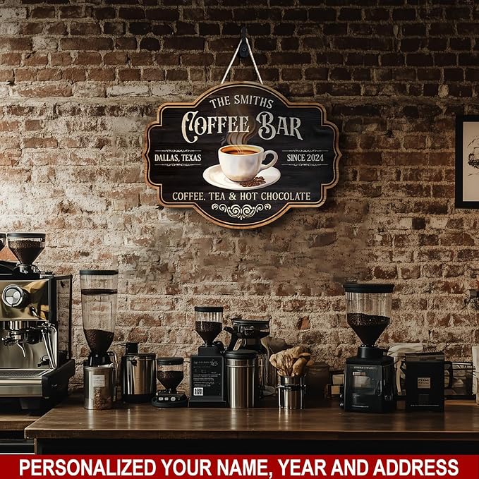 THUYPT Personalized Coffee Sign, Coffee Wooden Sign Plaque Wall Hanging Coffee - Image 7