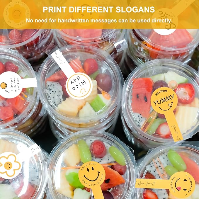400Pcs Handmade Food Baking Seal Stickers Labels, Smiling Face Long Label - Image 4