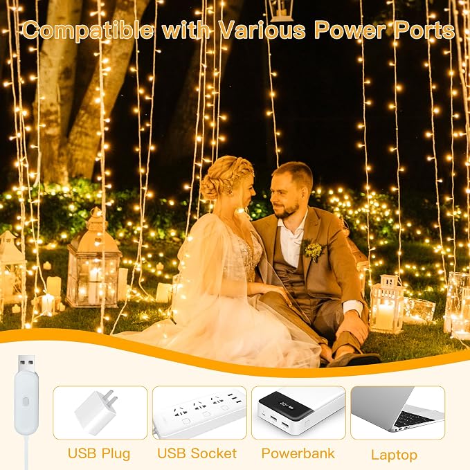 Ollny Curtain Lights 6.6x6.6ft, 200 LED String Lights - Image 4