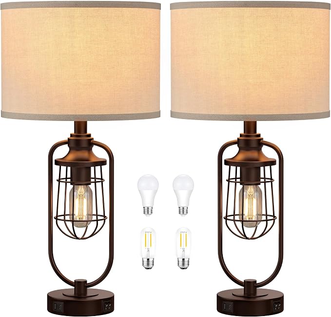 Table Lamps for Living Room Set of 2, Farmhouse Lamps for Night Stands - Image 7