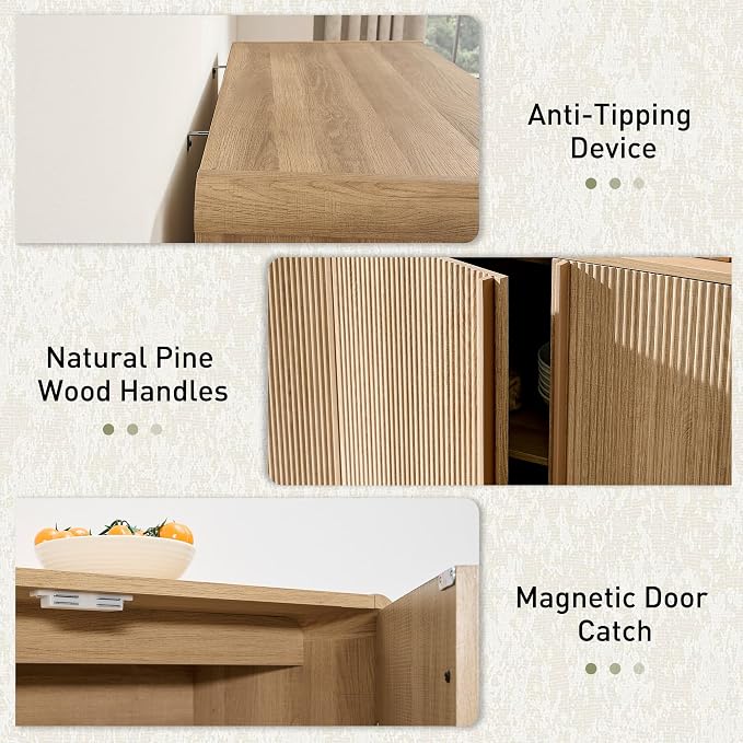 AMERLIFE 63" Fluted Sideboard Buffet Cabinet - Image 7