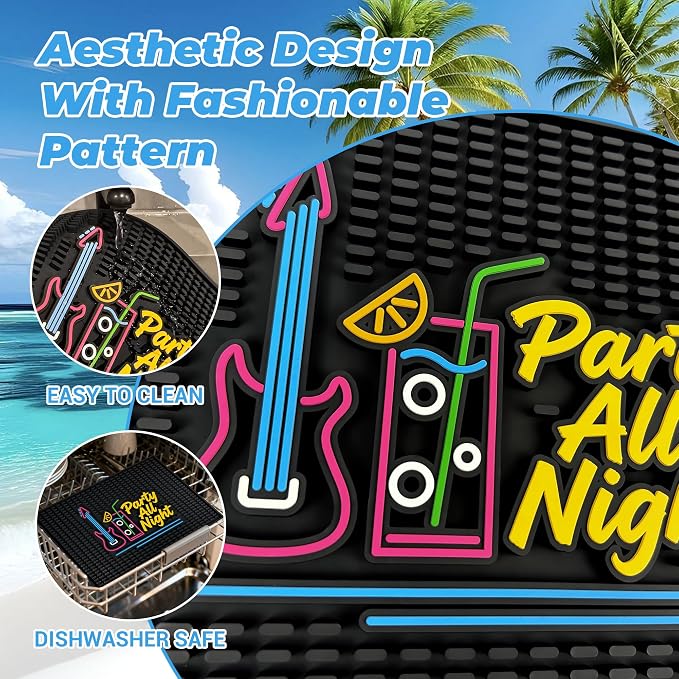 Neon Tiki Black Bar Mat 18 x 12 Inch - Image 3