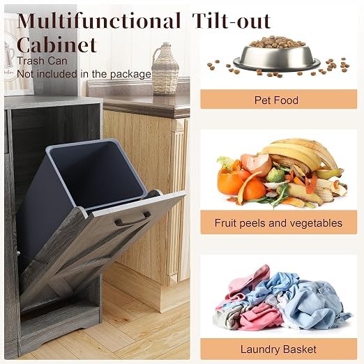 Tilt Out Trash Can Cabinet, Farmhouse Kitchen Hutch - Image 6