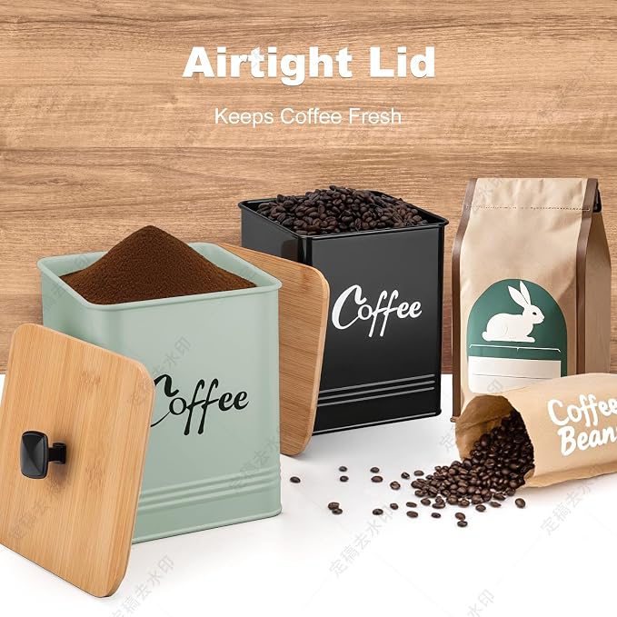 Coffee Canister, Airtight 40 oz Large Iron Black Storage Container - Image 6