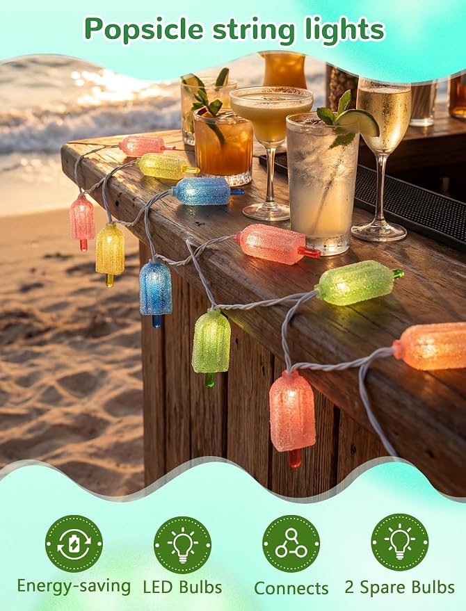 10 LED Popsicle String Lights, Indoor Outdoor Plug in Fairy Lights - Image 6