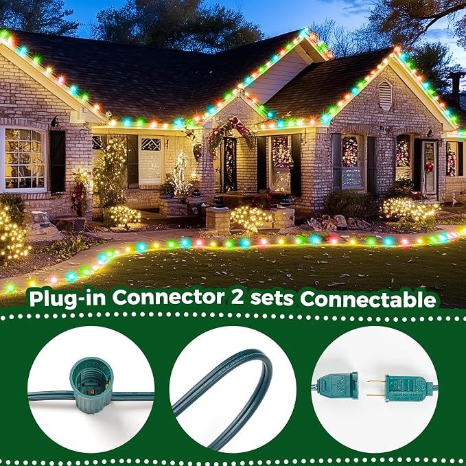Minetom C9 Bulb String Lights Outdoor 50 Feet Multicolored Christmas Lights - Image 4