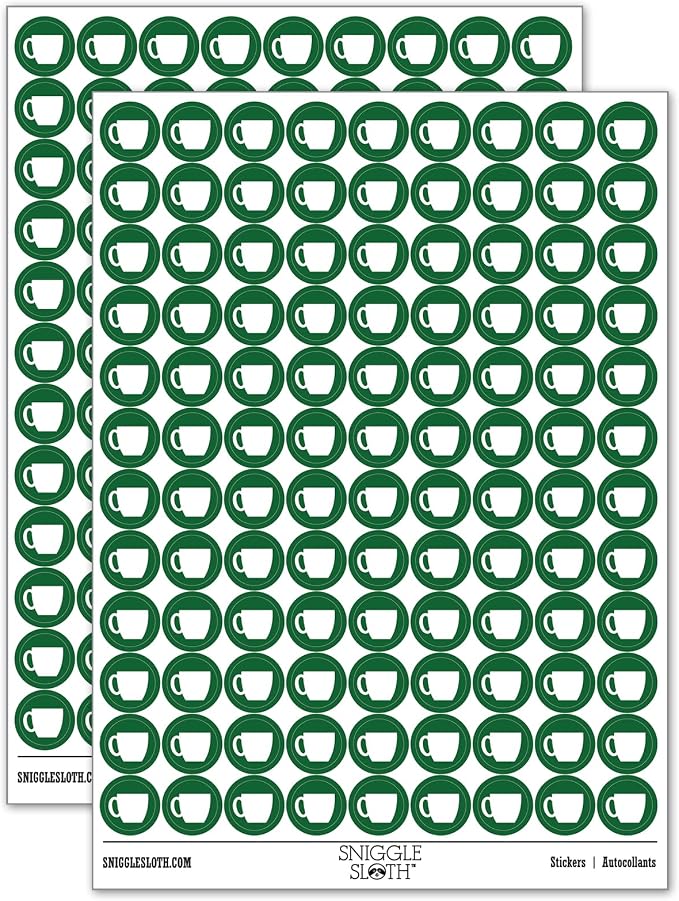 Coffee Mug Cup Solid 200+ Round Stickers by Sniggle+Sloth
