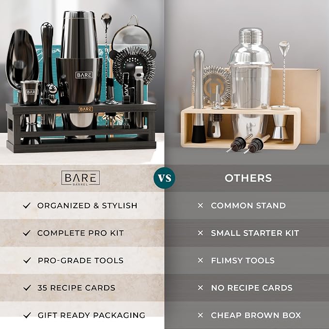 BARE BARREL® Mixology Bartender Kit Bar Set | 16-Piece Cocktail Shaker Set | - Image 6