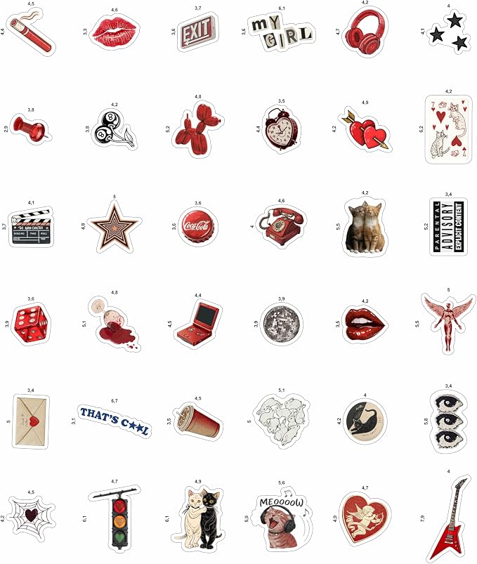 100Pcs Red Aesthetic Stickers - Image 3