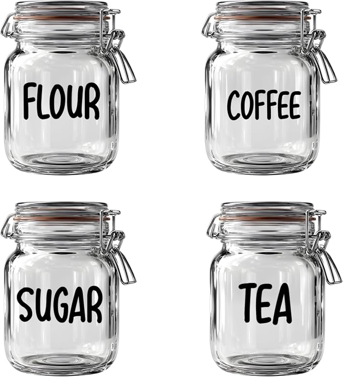 Kitchen Organization Labels for Flour, Tea Jars, Die Cut Sticker Decals - Image 2