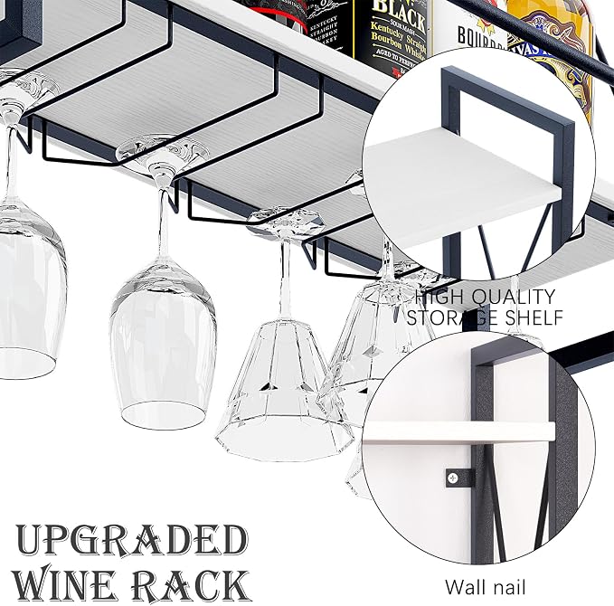 Dokser Wine Rack Wall Mounted 2 Tier Shelf, Wall Wine Rack - Image 3