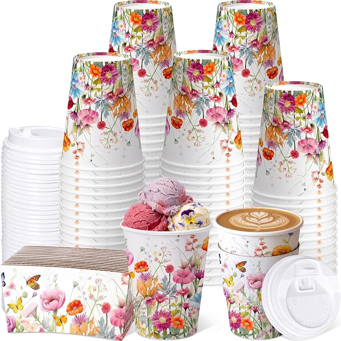 Mimorou 48 Sets Wildflowers Coffee Cups by Mimorou