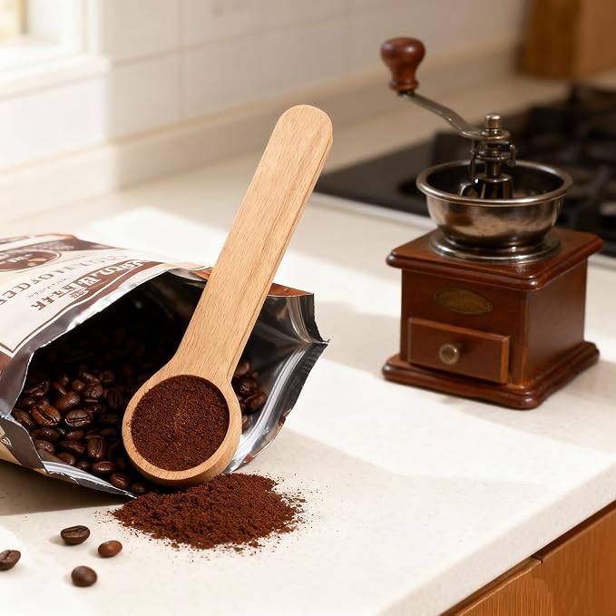 Wood Coffee Scoop with Bag Clip, Measuring Tea Coffee Bean Spoon Clip Gift - Image 4