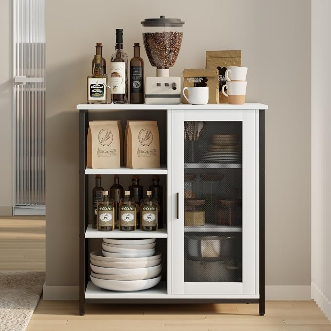 LVSOMT Mini Coffee Bar Cabinet for Home Kitchen, 27.5'' Coffee Stand Station by DecorateHomeatEase