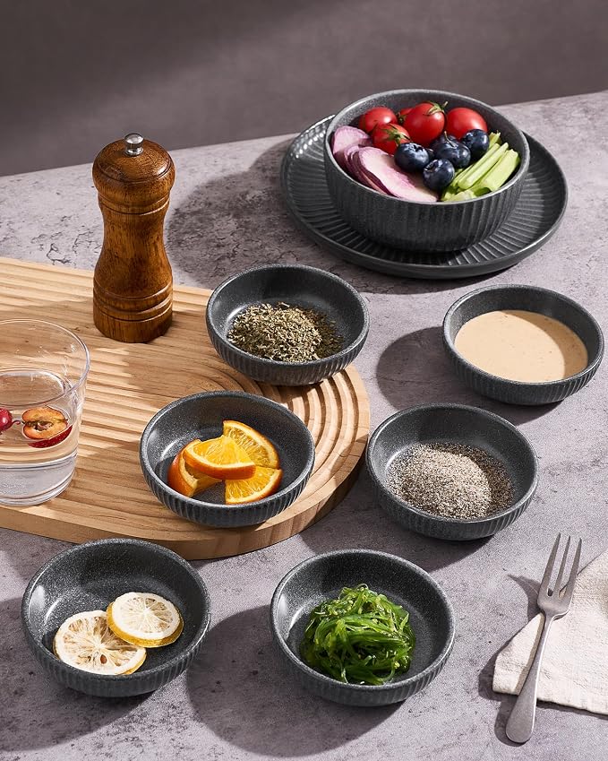 famiware Starlight Soy Sauce Dish Ceramic Dipping Bowls Set of 6, 3 oz - Image 4