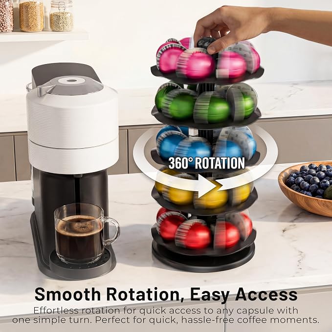 EVERIE Coffee Pod Holder for Vertuo Capsules, 40-Pod Rotating Carousel Organizer - Image 3