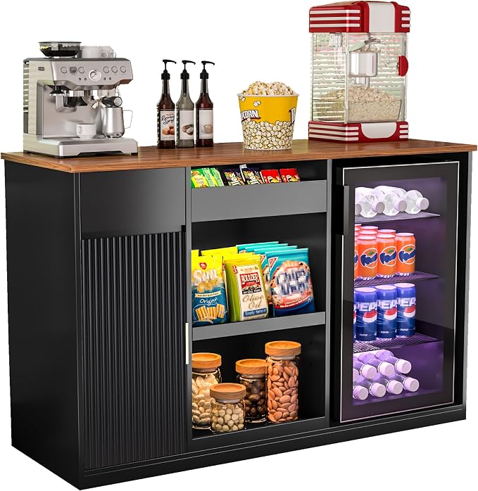 GDLF Snack Bar Cabinet with Fridge Space, Snack Organizer with Storage and - Image 9