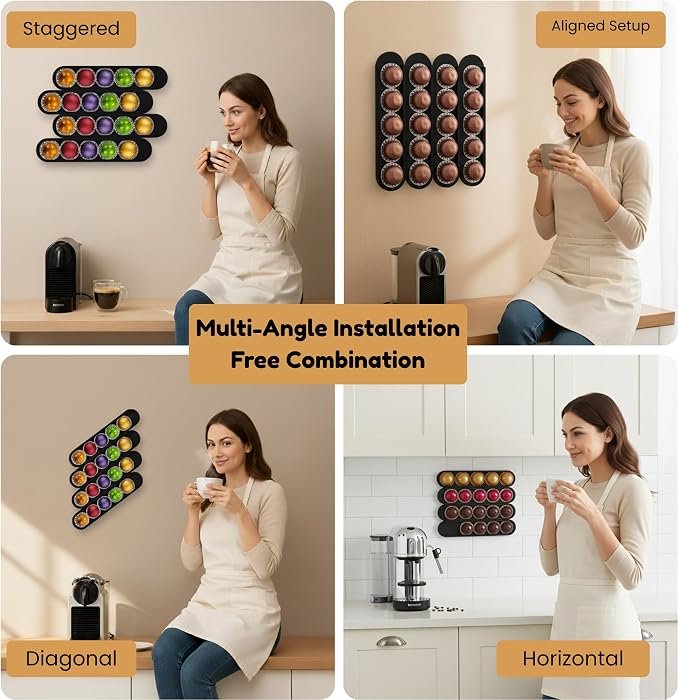 Bamboo Coffee Pod Holder, Adhesive Wall Mount - Image 6