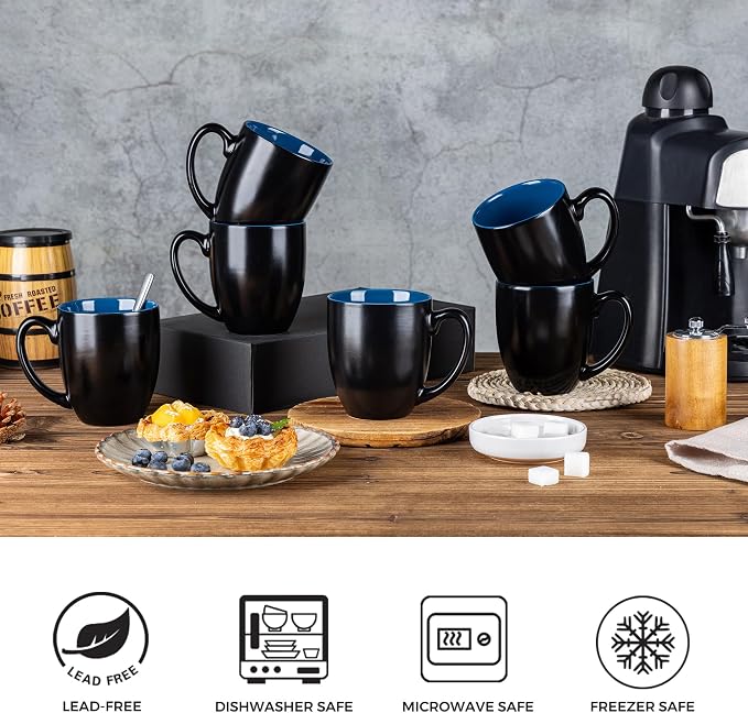 GBhome 12oz Coffee Mugs Set of 6, Large Ceramic Coffee Mugs - Image 5