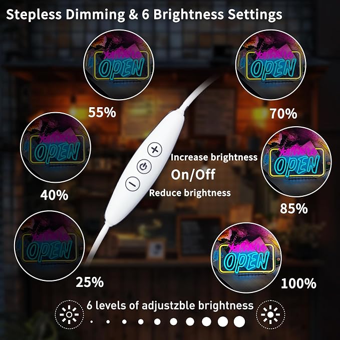 Led Neon Open Signs for Business Window Wall Door, USB Powered, Dimmable - Image 5