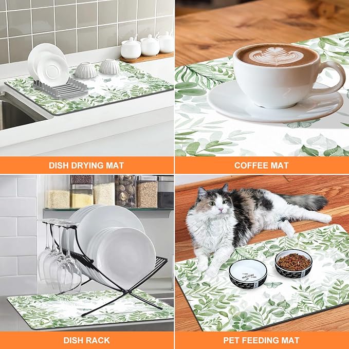 LOKHOM Dish Drying Mat for Kitchen Counter, Drain Rack Mat for Counter Coffee - Image 7