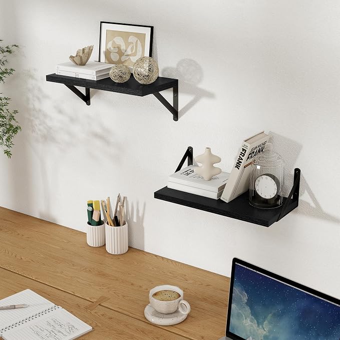 Floating Shelves 8 Inch Deep, 16W x 8D Wall Shelf Set of 2, 35 lbs Heavy Duty - Image 2