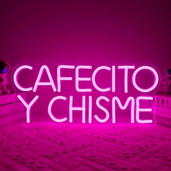 Funny Cafecito Y Chisme Neon Sign - Image 4