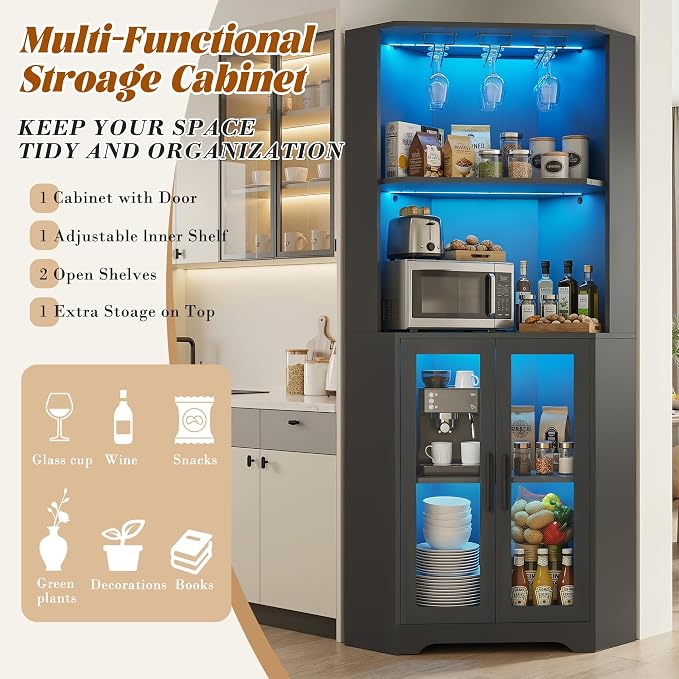 65" Tall Corner Wine Cabinet - Image 6