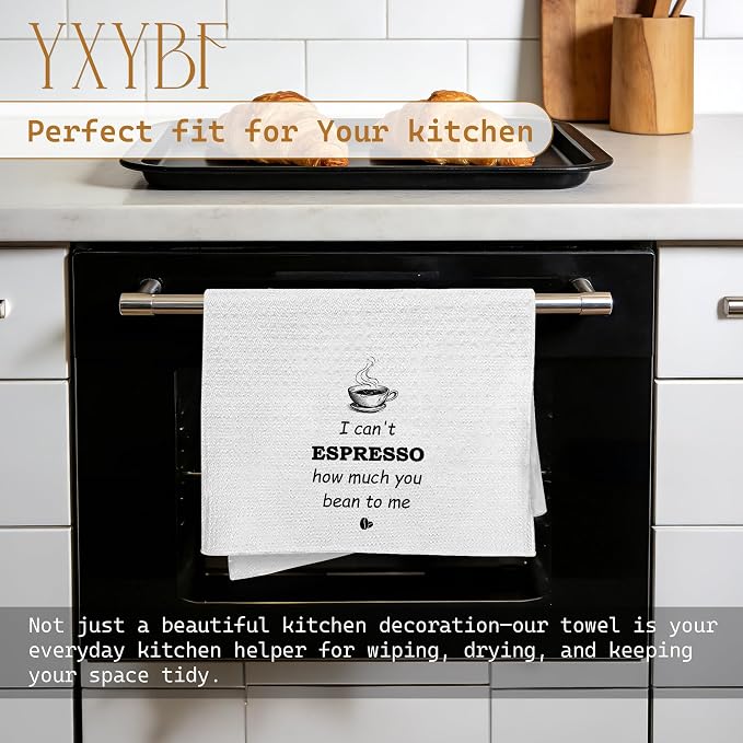 Funny Coffee Kitchen Towels 16x24 Inches, Coffee Lovers Gifts, I Can't Espresso - Image 3