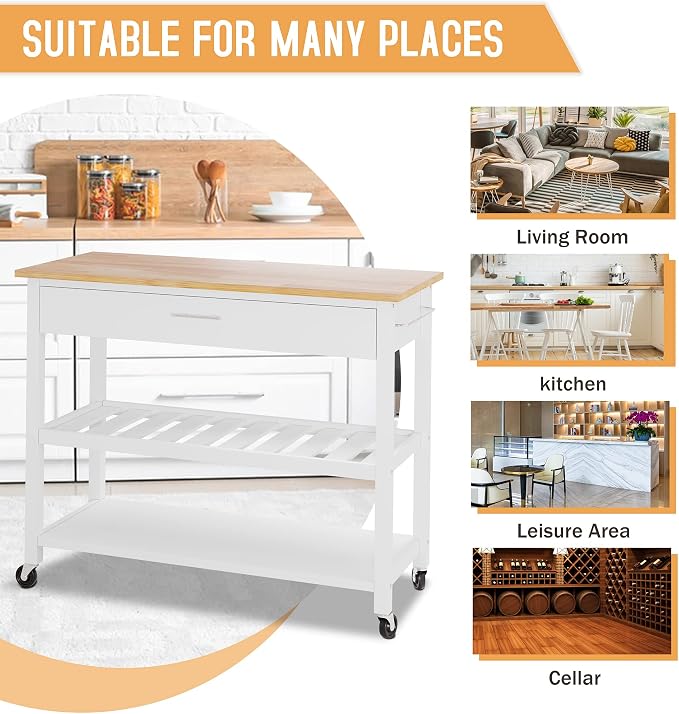 JY QAQA 40" Kitchen Island on Wheels - Image 4