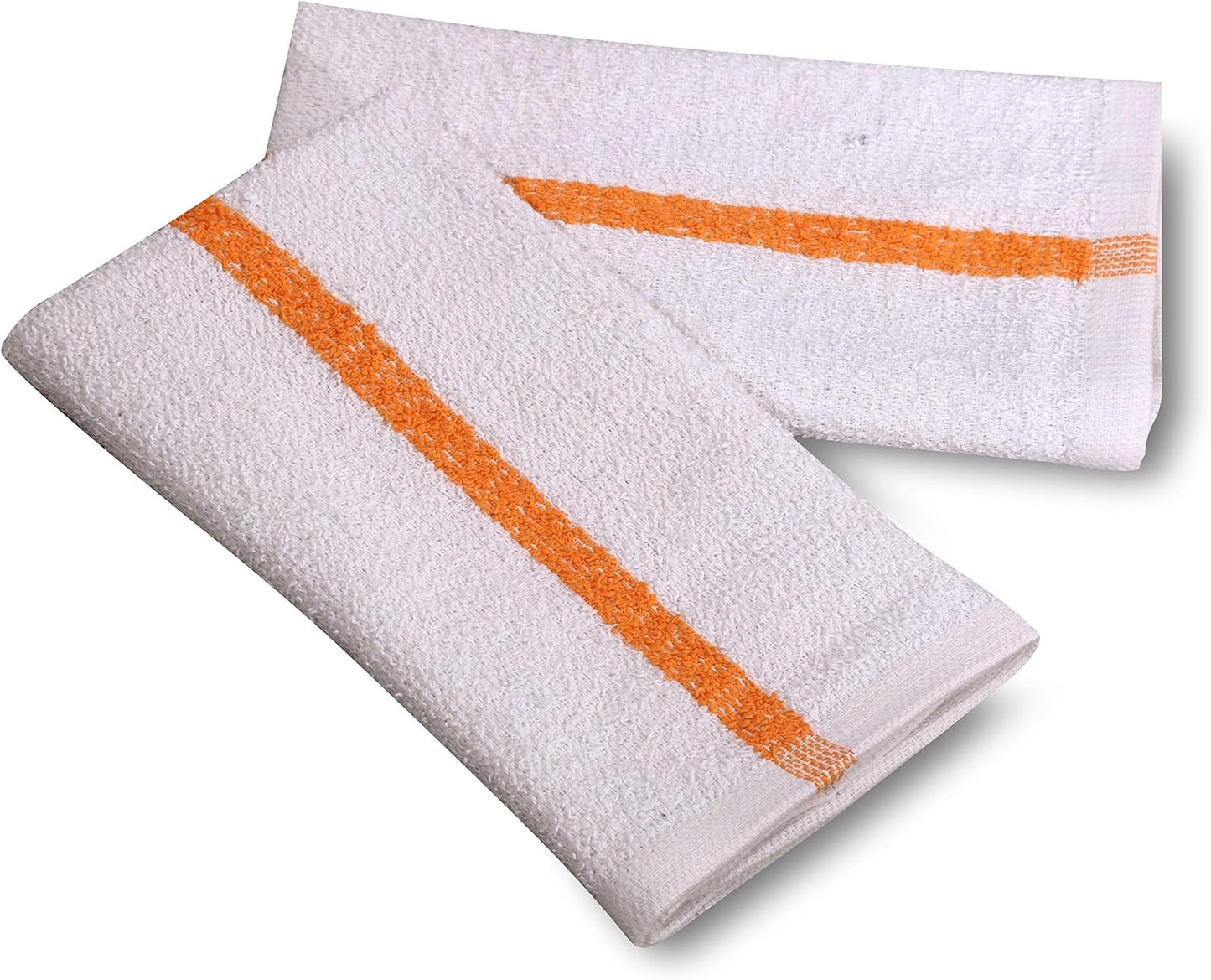 New Cotton Blend White Restaurant Bar Mops Kitchen Towels (36, Gold Stripe)