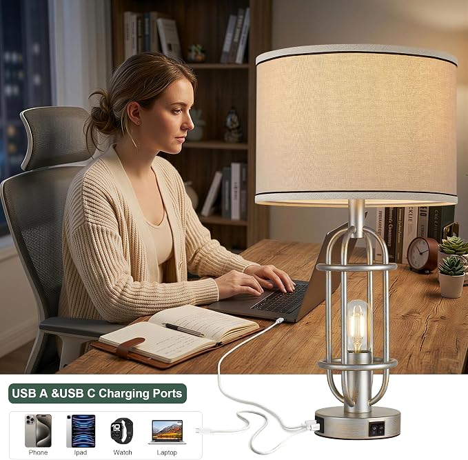 Reaketon Table Lamps for Living Room Set of 2, 22.3" Farmhouse Lamps for - Image 3