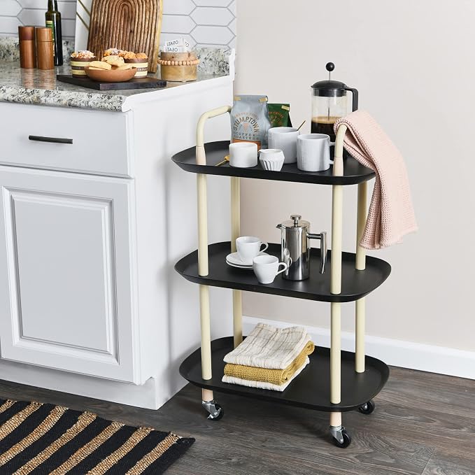 Main + Mesa Modern Plastic and Metal 3-Tier Trolley - Image 2