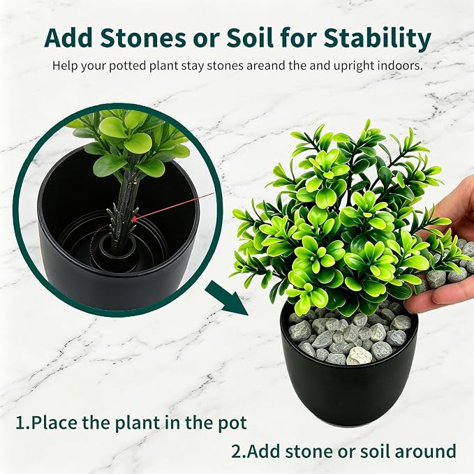 LOYWREE 4 Pack Artificial Plants Mini Fake Potted Plants Small Faux Greenery - Image 5